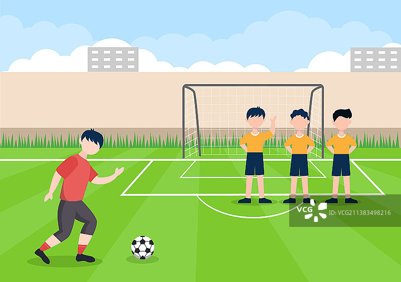 男孩们一起踢足球图片素材