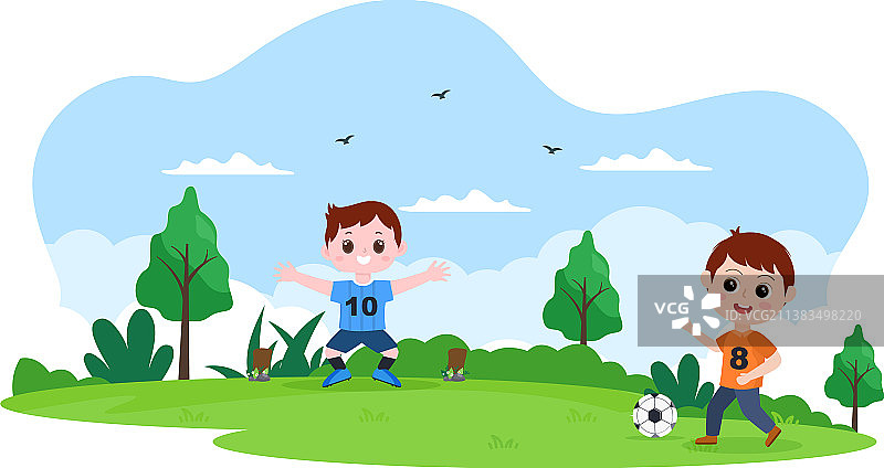 男孩们一起踢足球图片素材