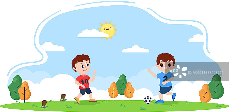 男孩们一起踢足球图片素材