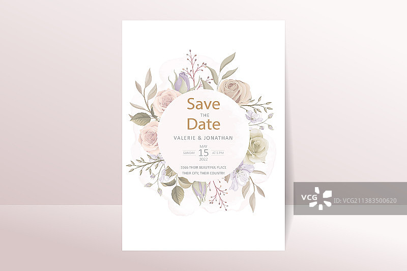 美丽的玫瑰邀请卡模板图片素材