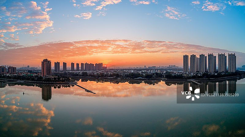 水乡日出图片素材