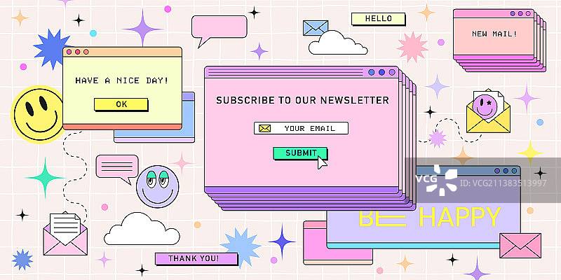 订阅新闻简报网页banner复古模板图片素材