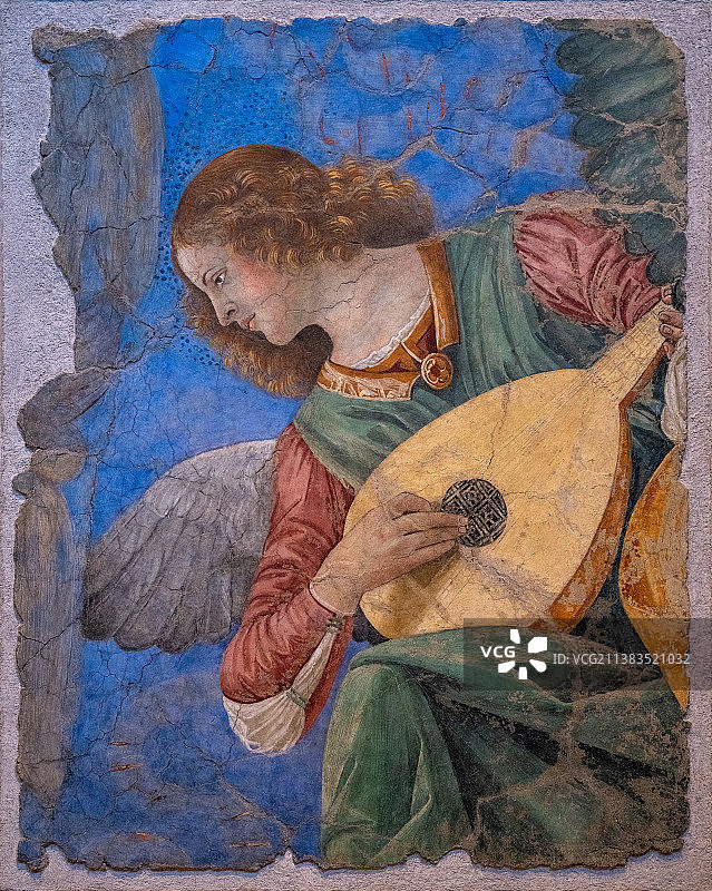 梵蒂冈博物馆藏罗马使徒堂壁画弹鲁特琴的天使图片素材