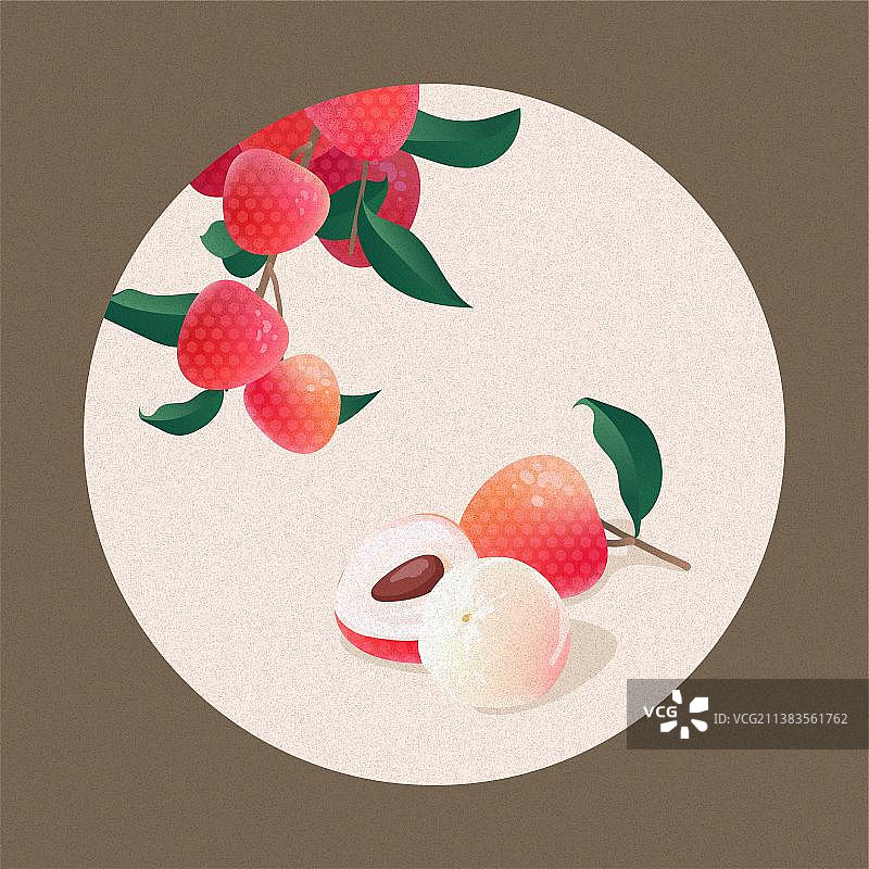 新中式荔枝矢量插画图片素材