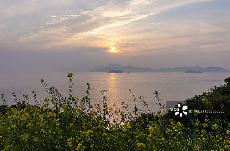 浙江舟山朱家尖日落图片素材