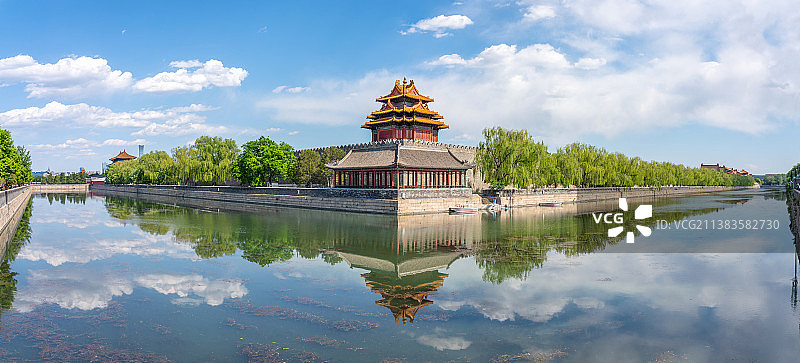 蓝天白云下故宫角楼风光全景图片素材