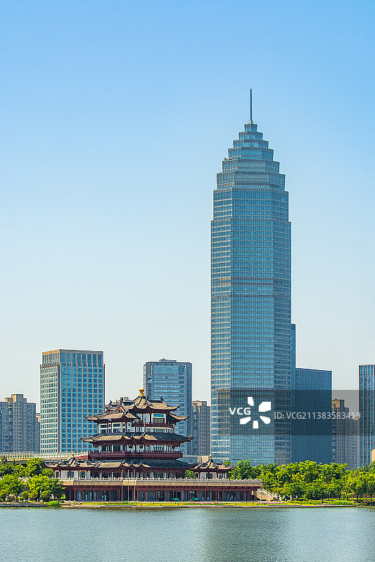 浙江绍兴 迪荡新城 城市建筑风光 迪荡湖公园 古今建筑 绍兴地标图片素材