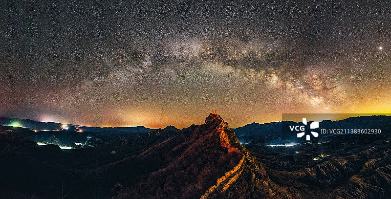 司马台望京楼银河图片素材