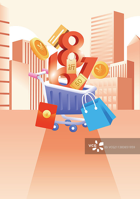618疯狂购物年中促销电商背景矢量海报图片素材
