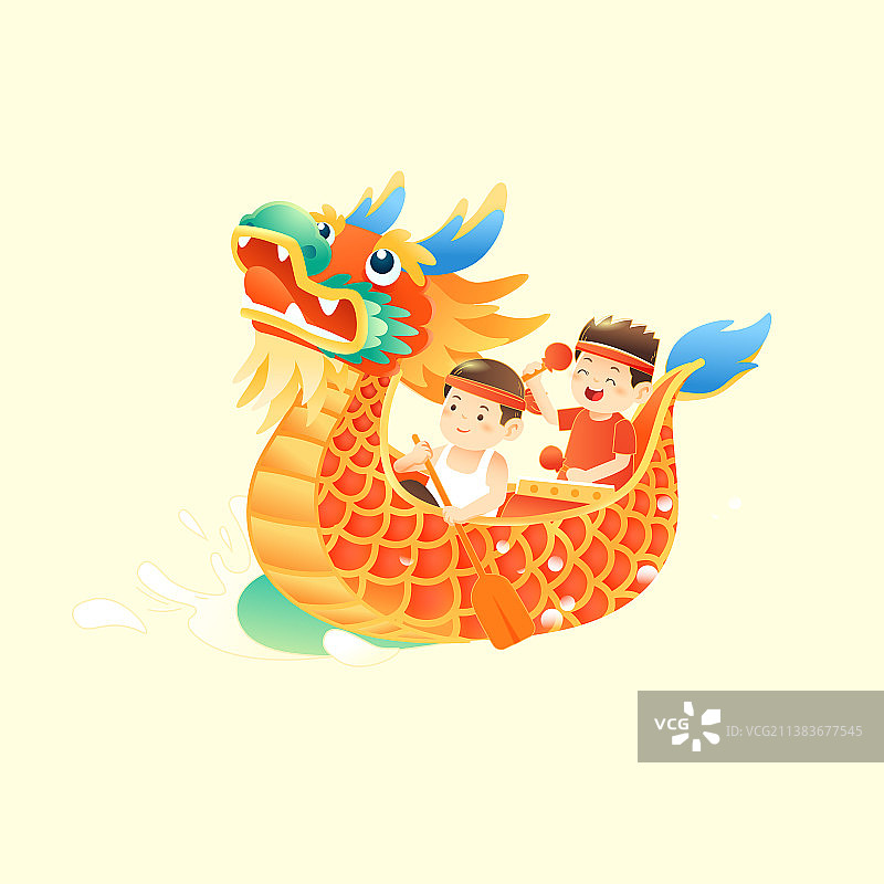 卡通端午节传统节日习俗夏季夏天食品美食餐饮糕点粽子送礼亲子游家庭出游踏青电商促销中国风国潮矢量插画图片素材