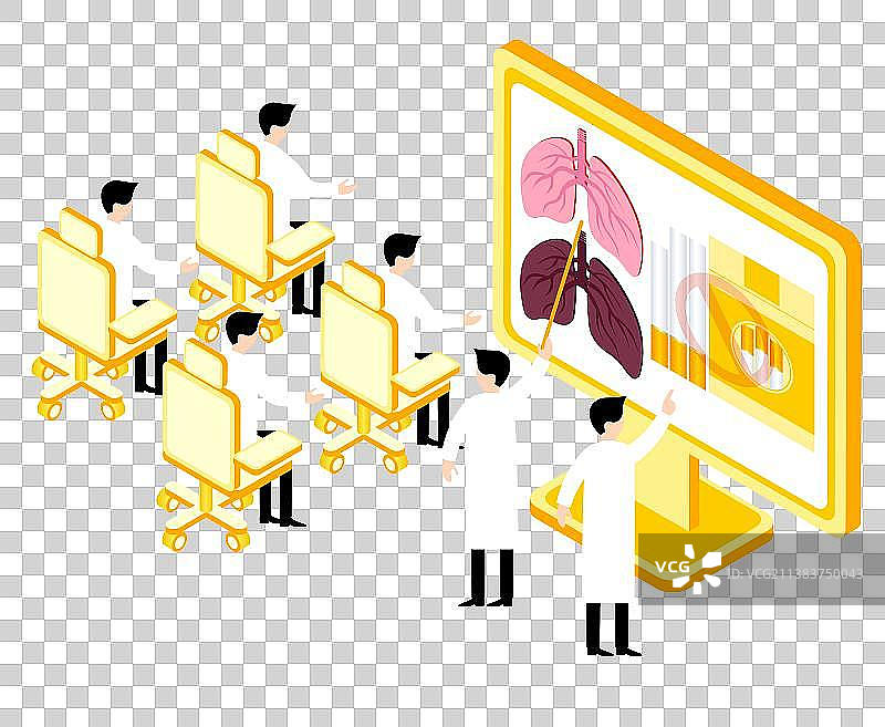 医生科普吸烟侵害肺部健康矢量插画素材图片素材
