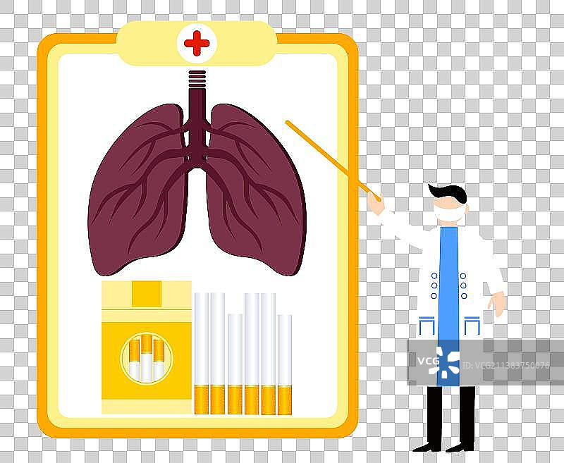 医生介绍香烟侵害的肺矢量插画素材图片素材