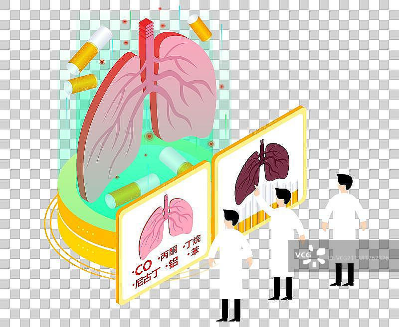 医生研究香烟侵蚀肺部有毒物质矢量插画素材图片素材