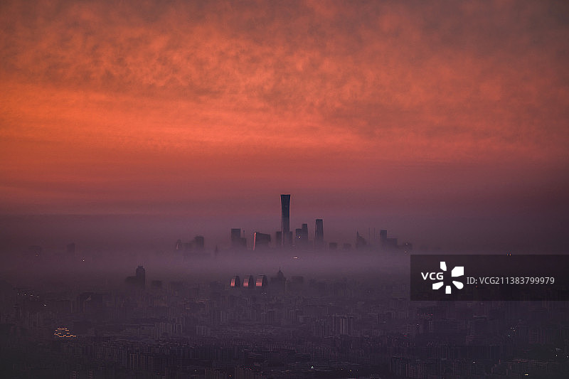 北京CBD朝霞图片素材