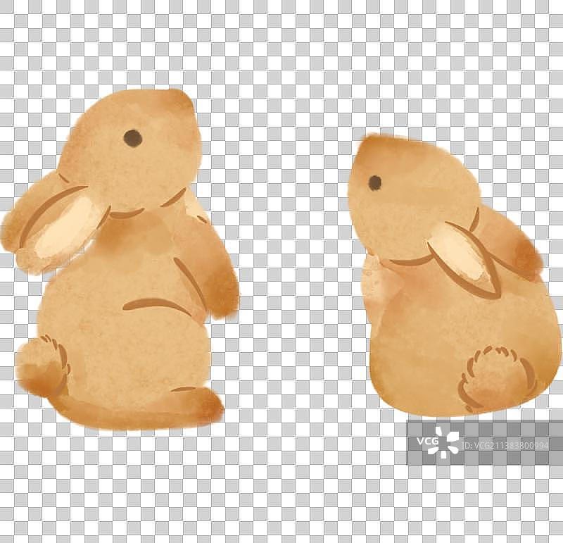 手绘水彩可爱两只小兔子图片素材