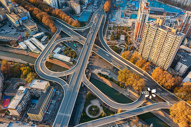 亚洲中国河南省郑州市大石桥立交桥航拍视角图片素材
