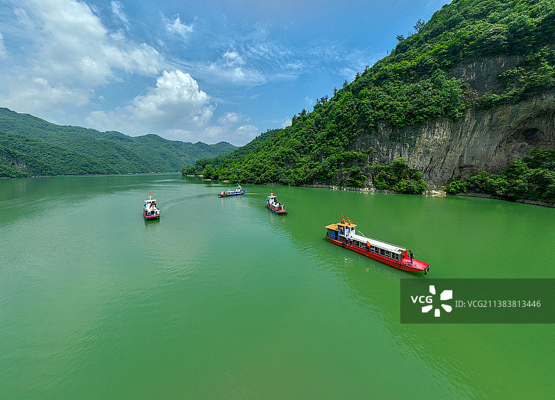航拍襄阳南河小三峡自然风景全景山水风光图片素材