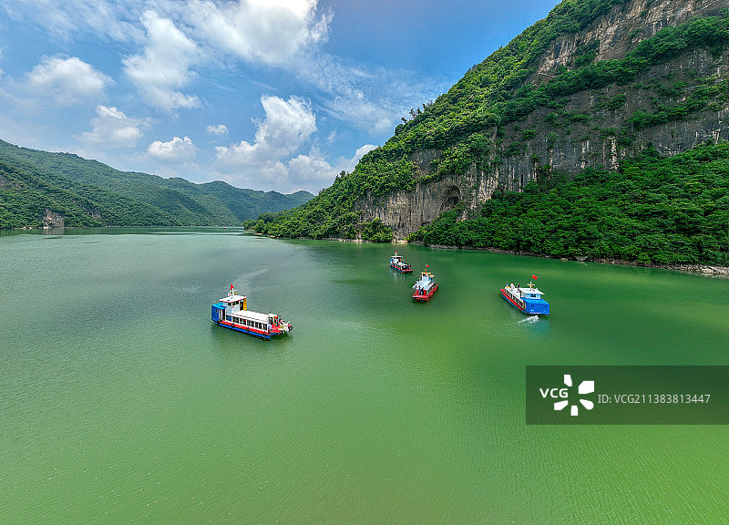航拍襄阳南河小三峡自然风景全景山水风光图片素材