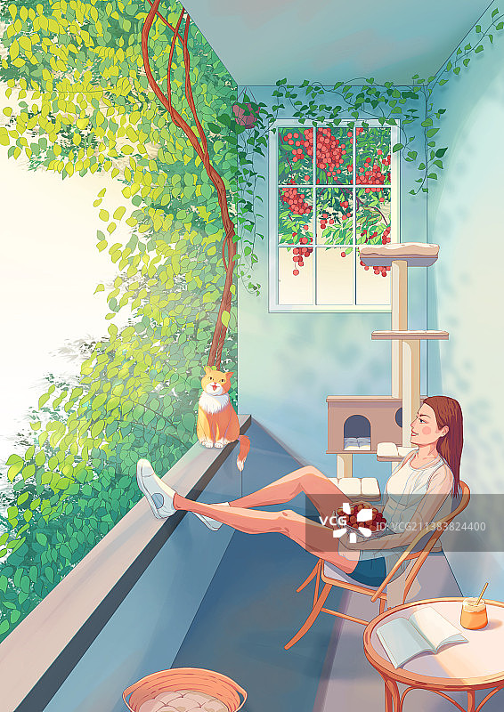 小满生活清新治愈插画图片素材