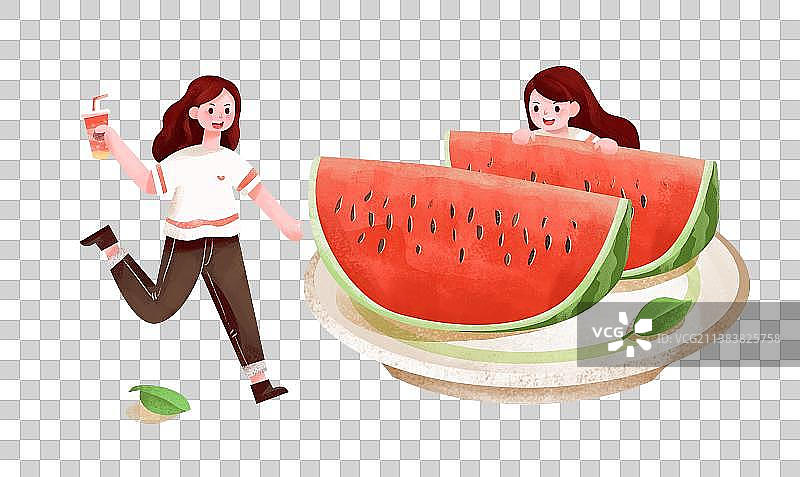 夏天吃西瓜图片素材