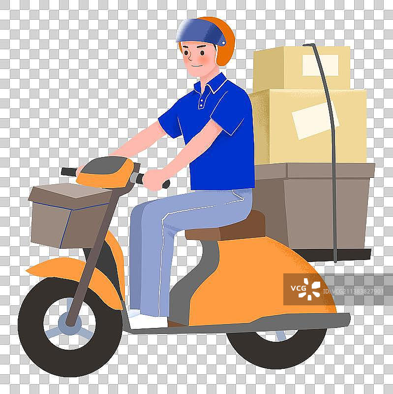快递外卖员骑车运送货物元素图片素材