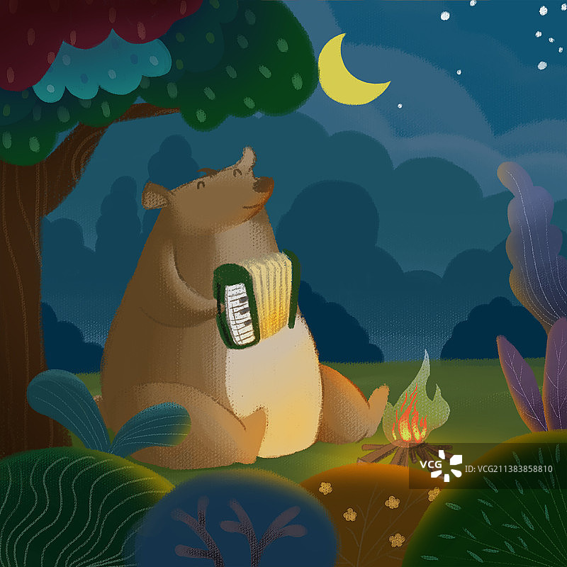 小熊烤火图片素材