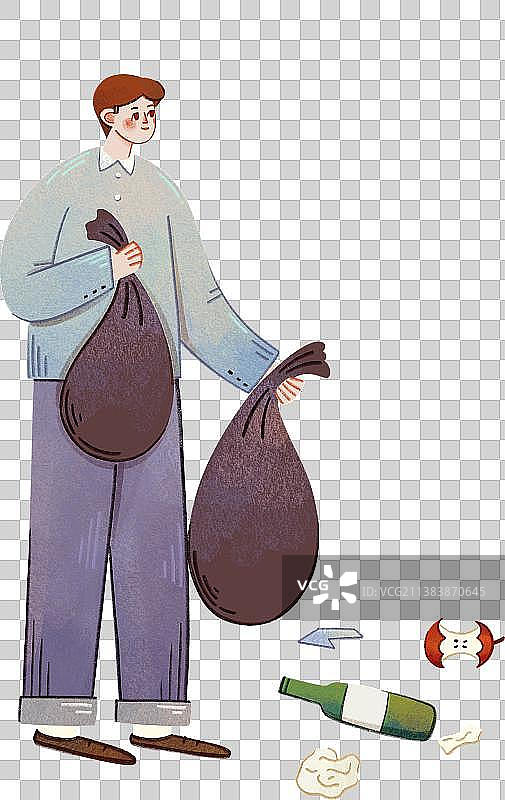 环保生活-在整理废弃物的男性图片素材