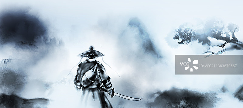 水墨江湖中国风武侠剑客水墨背景图片素材