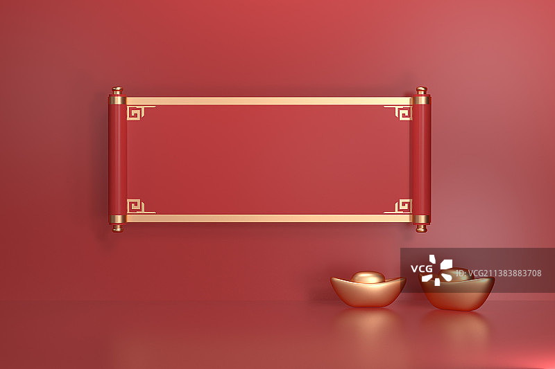 不同颜色的中国风卷轴图片素材