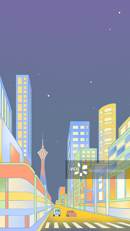 夜晚星空下的城市风景图片素材