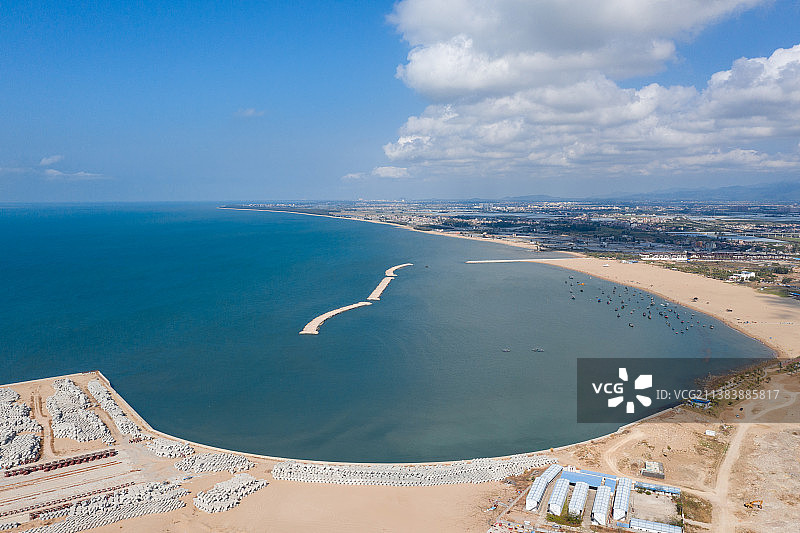 龙栖湾填海工程航拍图片素材