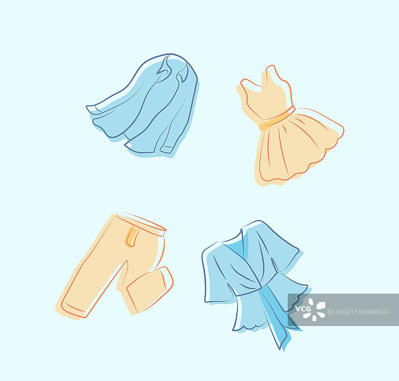 扁平化衣服描线风图片素材