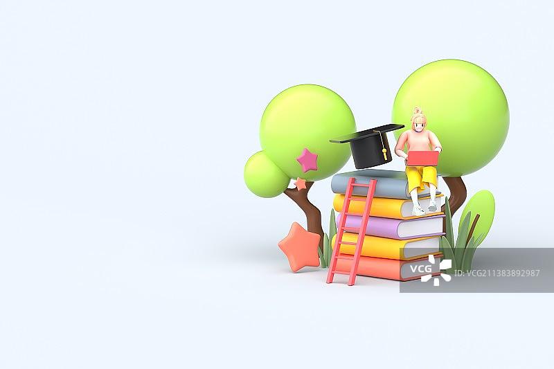 3D渲染教育学习卡通插画图片素材