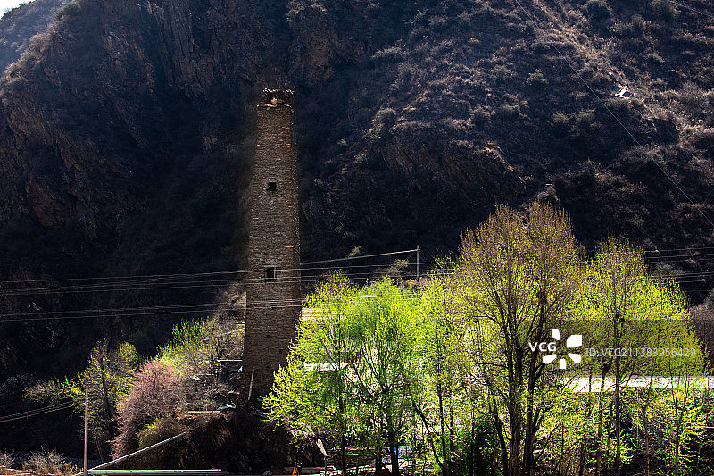 羌寨春色图片素材