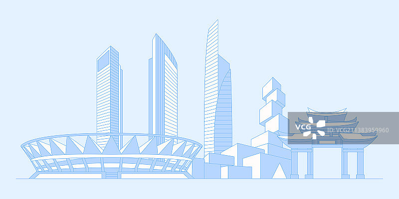 佛山城市天际线矢量插画图片素材