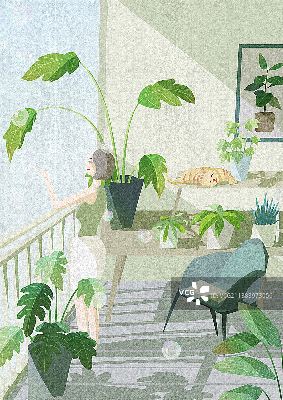 假日阳台小憩图片素材