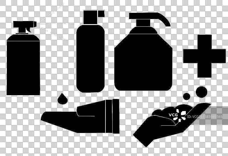 消毒旅行喷洒瓶清洗图标图片素材