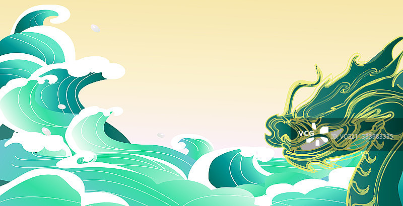 狂浪大海中的一条龙来的插画图片素材