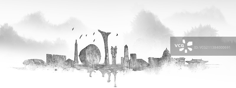 沈阳城市建筑插画图片素材