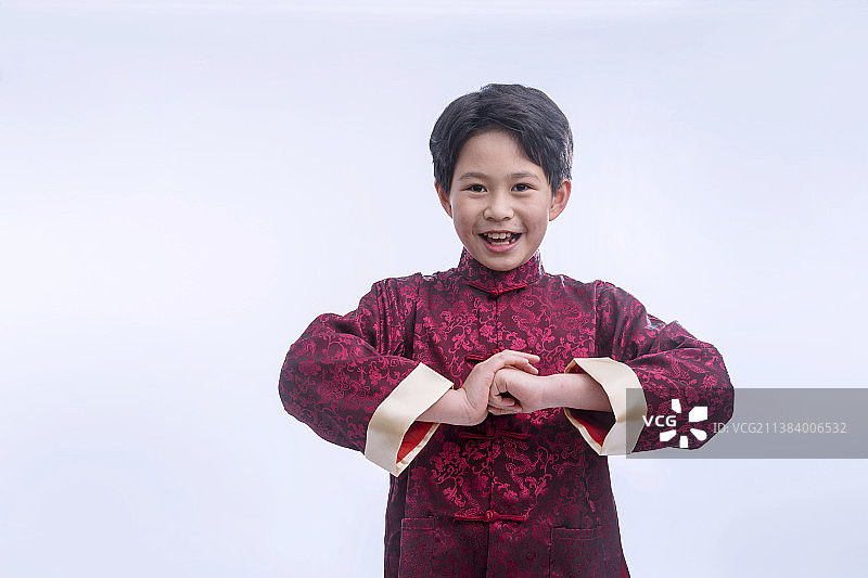 可爱的小孩在拜年图片素材