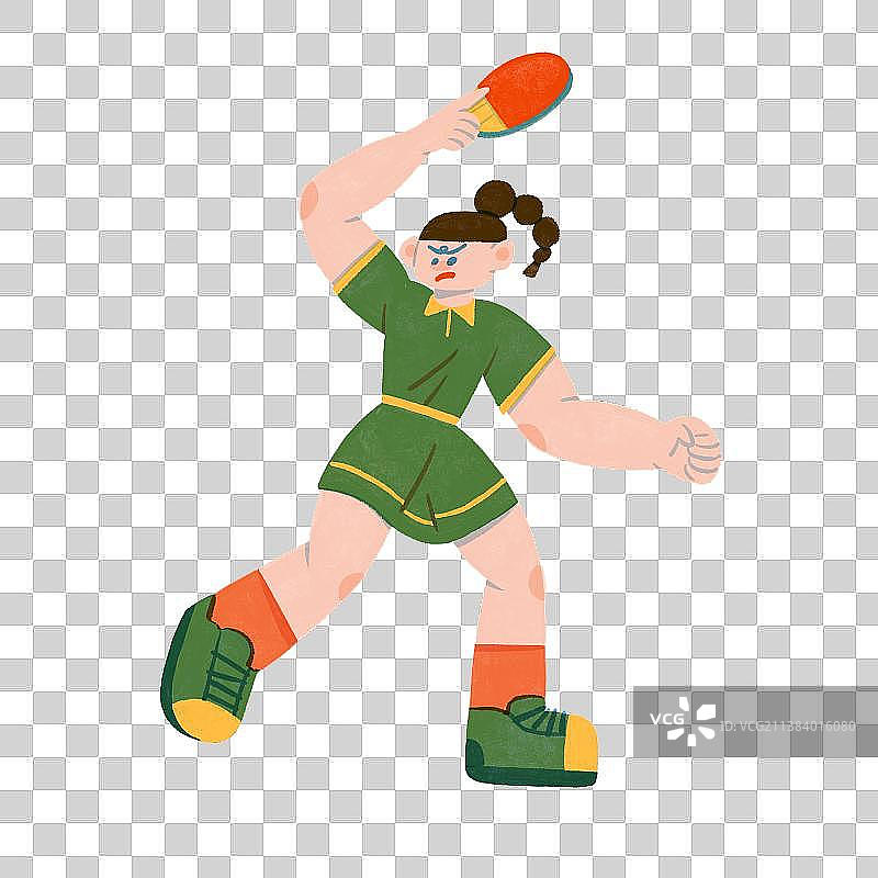 一个人打乒乓运动插画图片素材