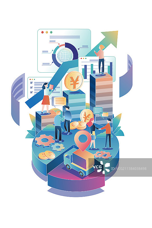 金融贸易-2.5D日报风插画-1图片素材