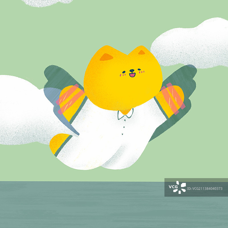 梦想飞翔的猫插画图片素材