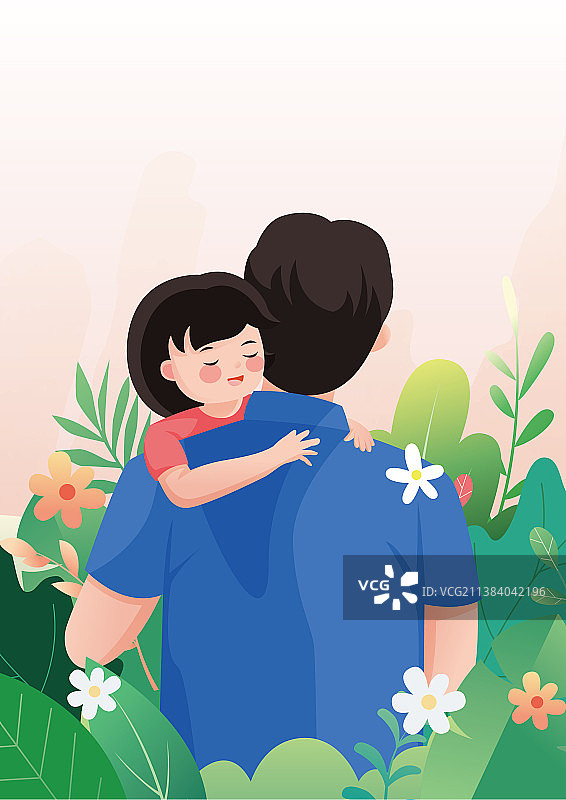 父亲节快乐父爱如山幸福父女插画海报图片素材