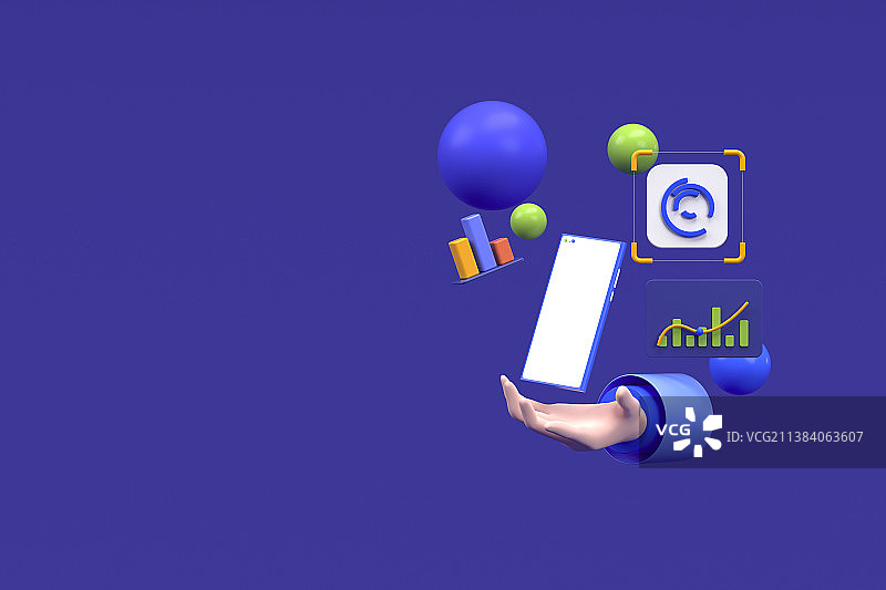 3D渲染手机图形数据图表图片素材