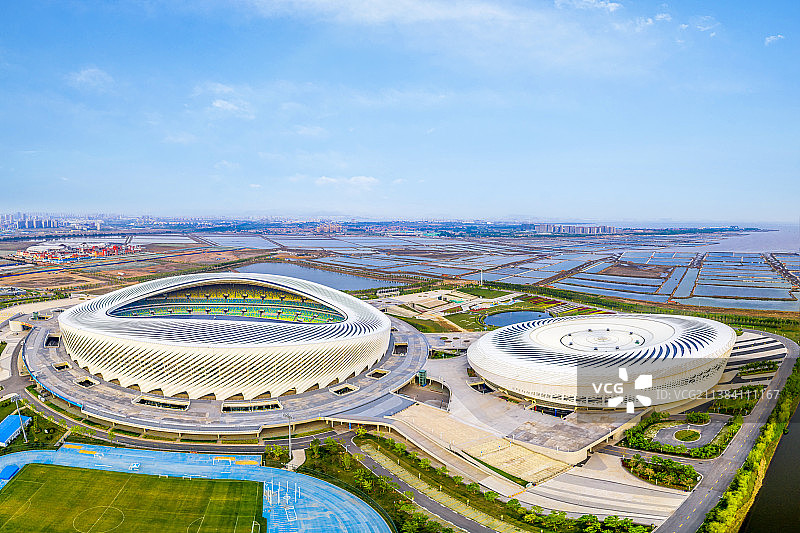 山东省青岛市市民健身中心航拍全景图图片素材