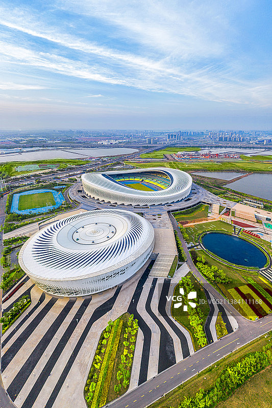 山东省青岛市市民健身中心航拍全景图图片素材