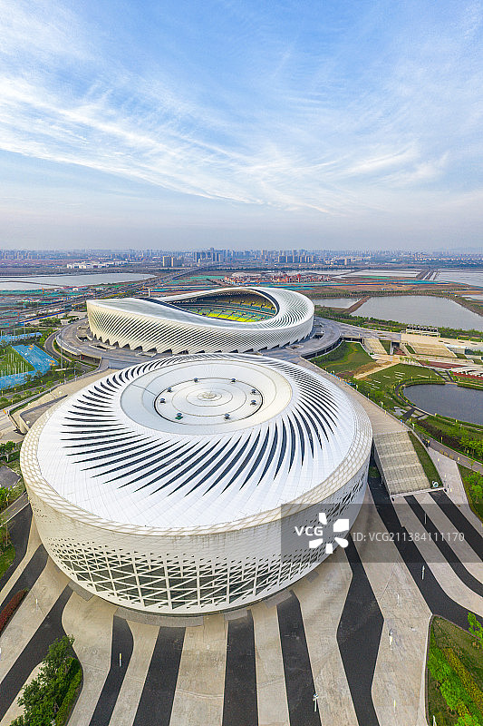 山东省青岛市市民健身中心航拍全景图图片素材