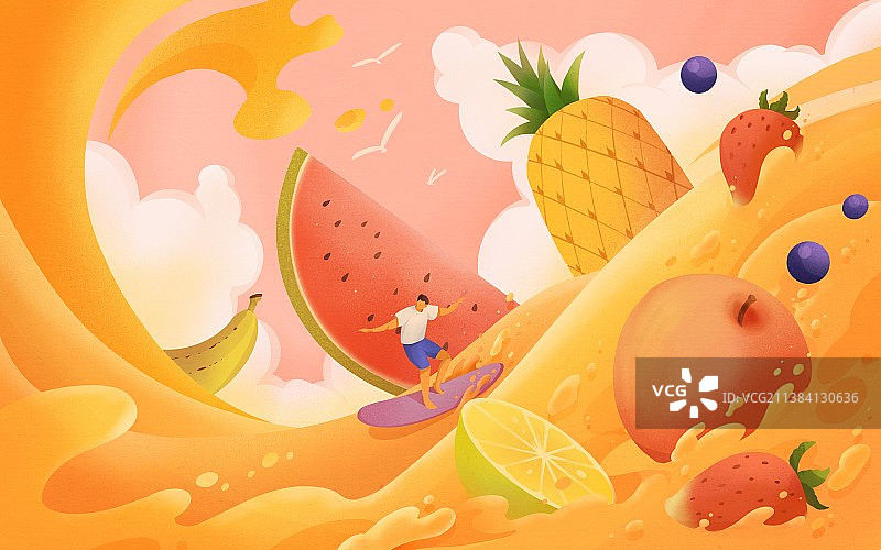 水果，饮料，插画，夏天图片素材