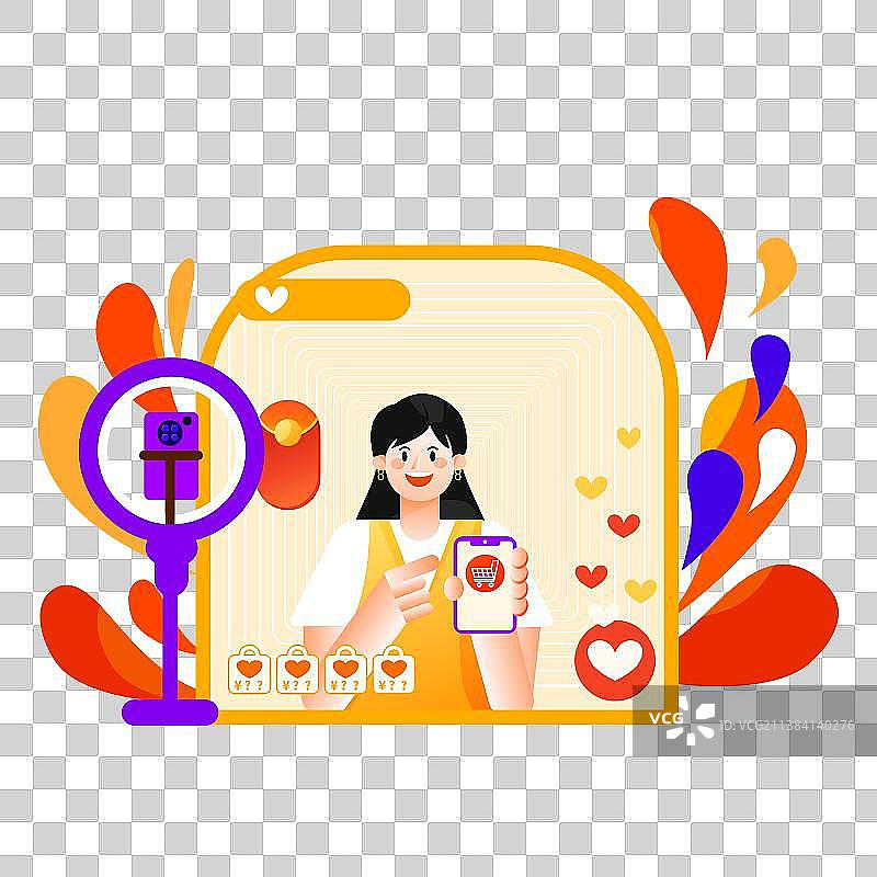 电商主播直播工作场景图片素材